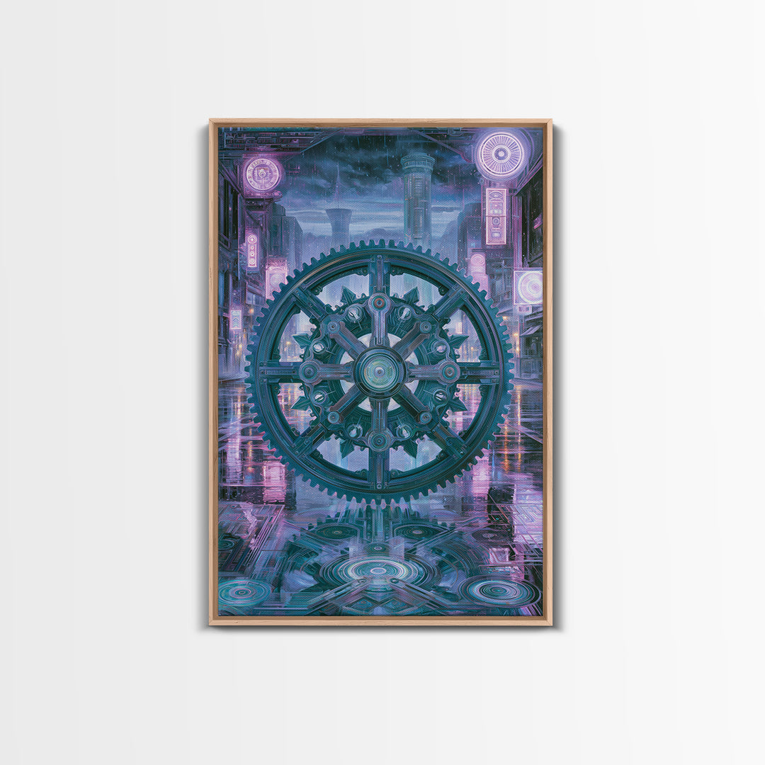 Cogwheel Mandala in Bronze and Teal Canvas Print, Steampunk Art, Wall Art Print, Living Room Decor, Fine Art, Mechanic, STE-2x3-96