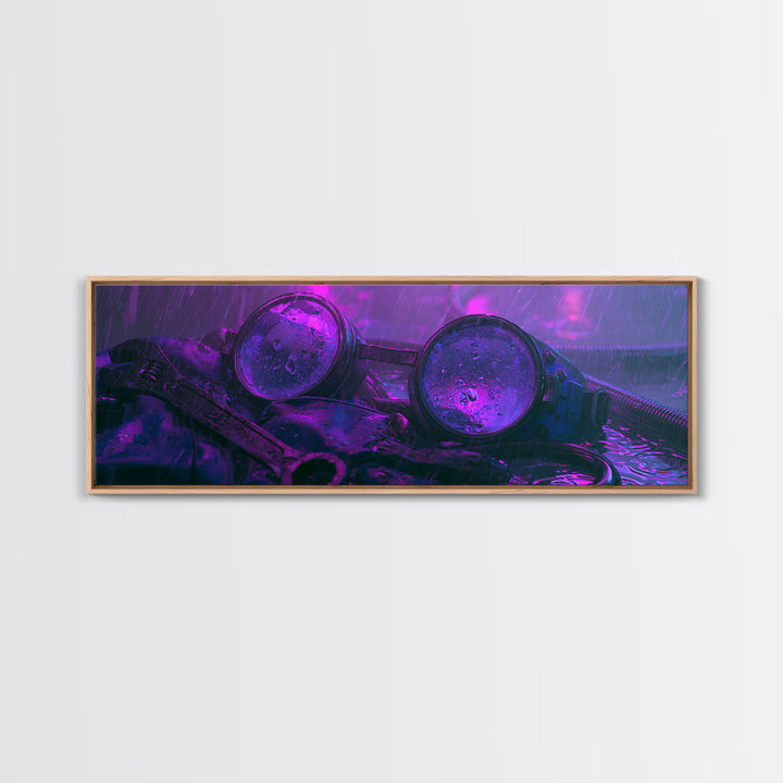 Goggles Gloves and Wrench Still Life Framed Canvas Print, Steampunk Art, Gallery Decor, Living Room Decor, Fine Art, Mechanic, STE-3x1-15