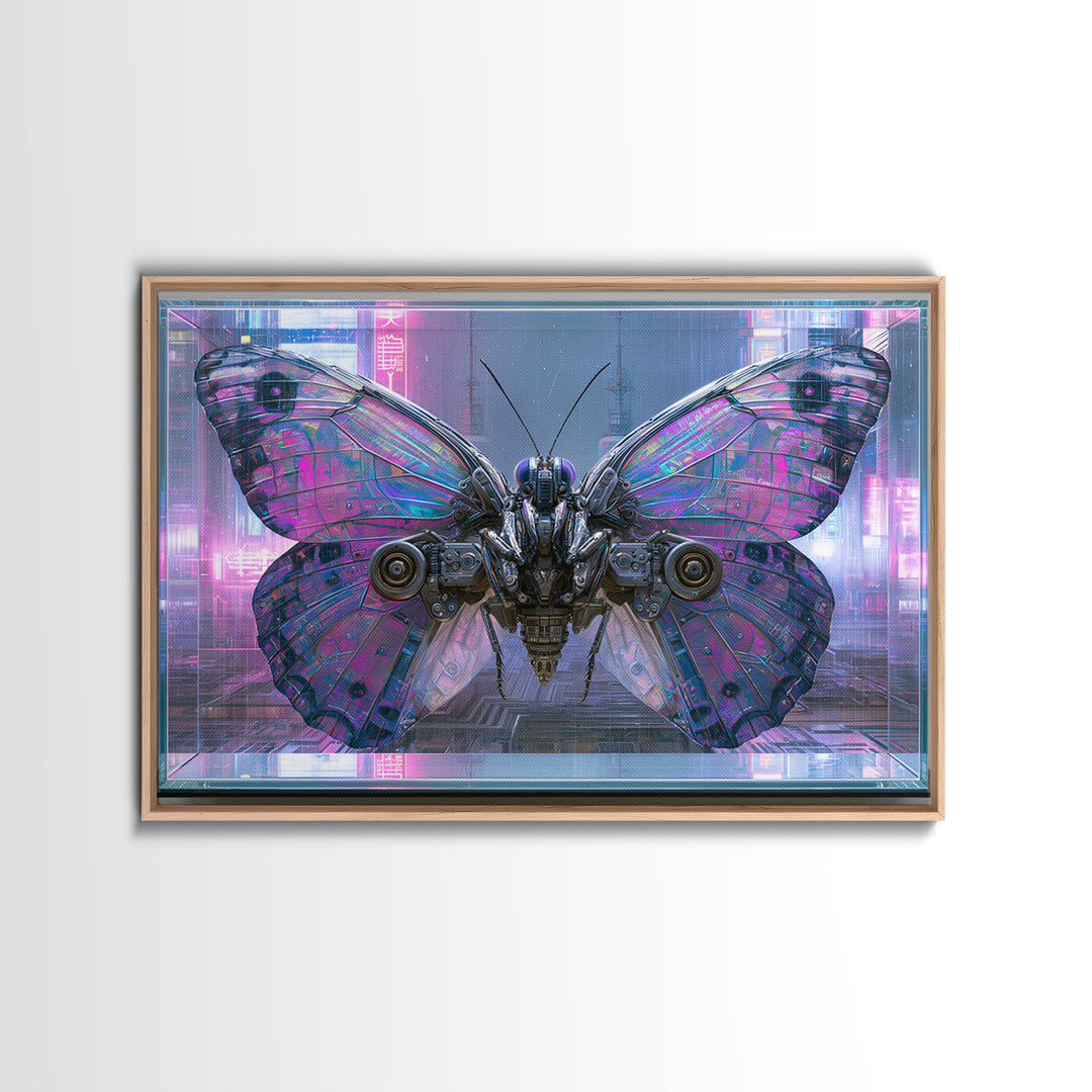 Mechanical Butterfly Specimen Framed Canvas Print, Steampunk Art, Digital Print, Living Room Decor, Fine Art, Mechanic, STE-3x2-18