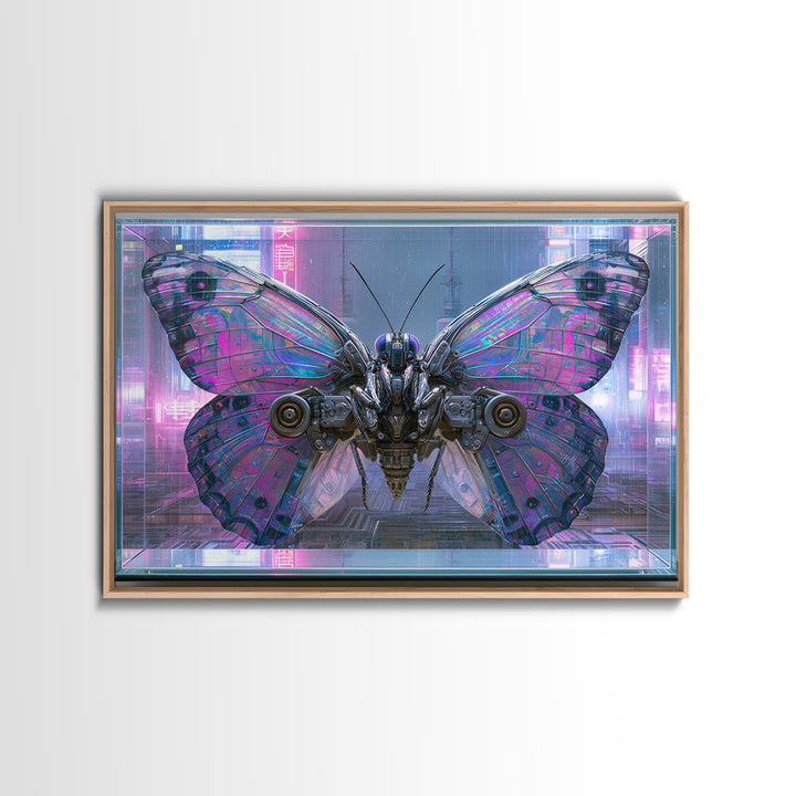 Mechanical Butterfly Specimen Framed Canvas Print, Steampunk Art, Digital Print, Living Room Decor, Fine Art, Mechanic, STE-3x2-18