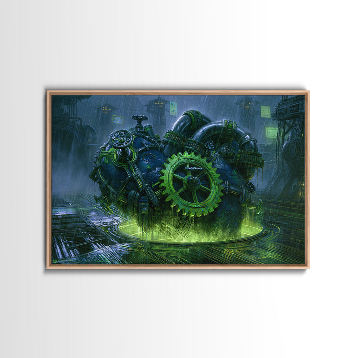 Gear Heart with Pipes and Valves Canvas Print, Steampunk Art, Gallery Decor, Living Room Decor, Fine Art, Mechanic, Wall Art, STE-3x2-48