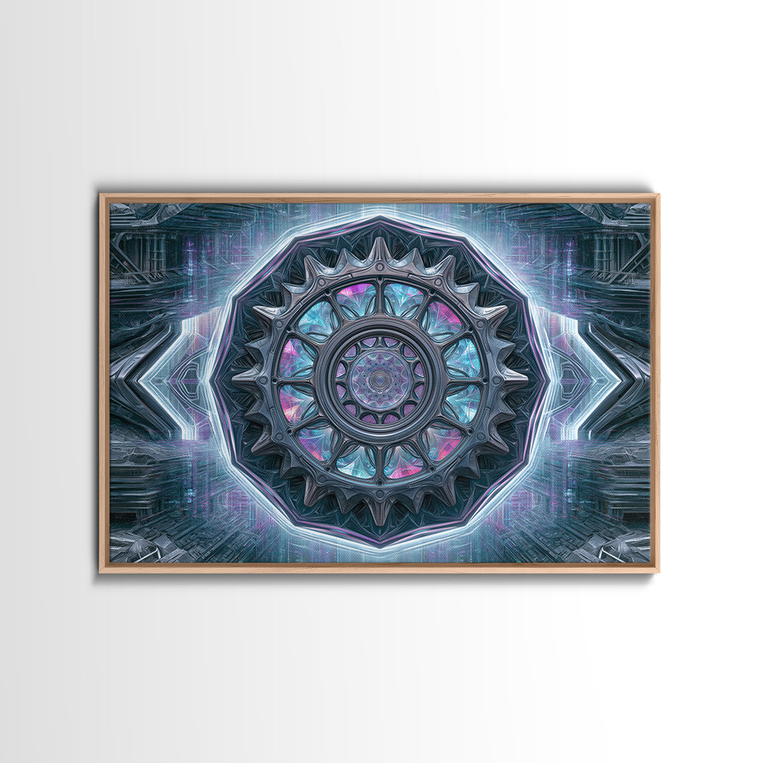 Cogwheel Mandala in Bronze and Teal Canvas Print, Steampunk Art, Minimalist Decor, Living Room Decor, Fine Art, Mechanic, STE-3x2-68
