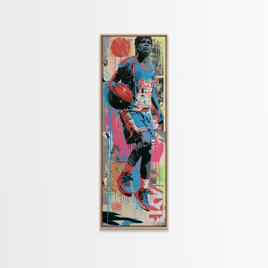 Street Basketball Player Canvas Print, Street Art, Neutral Decor, Living Room Decor, Fine Art, Urban, Home Decor, Poster, STR-1x3-18