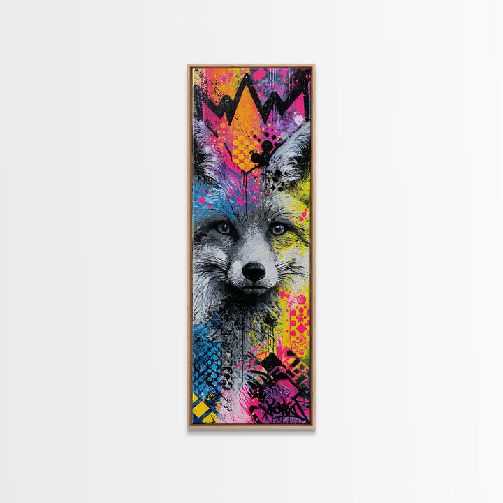 Urban Fox Wearing a Crown of Spray Canvas Print, Street Art, Gallery Decor, Living Room Decor, Fine Art, Urban, Wall Art, STR-1x3-38