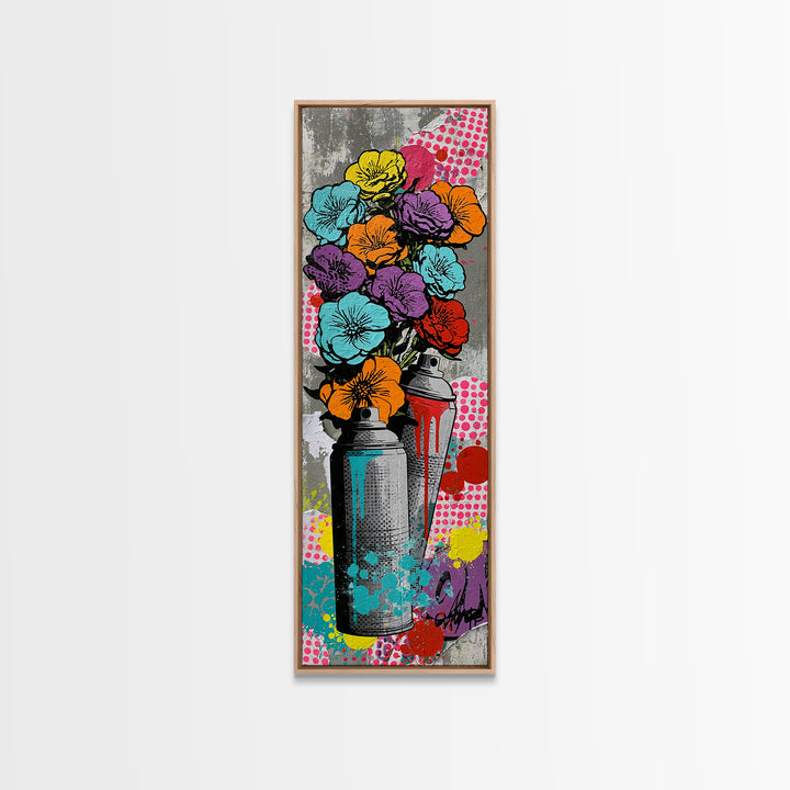 Spray Can Bouquet Canvas Print, Street Art, Anime Art, Living Room Decor, Abstract Art, Urban, Art Print, Textured Painting, STR-1x3-51