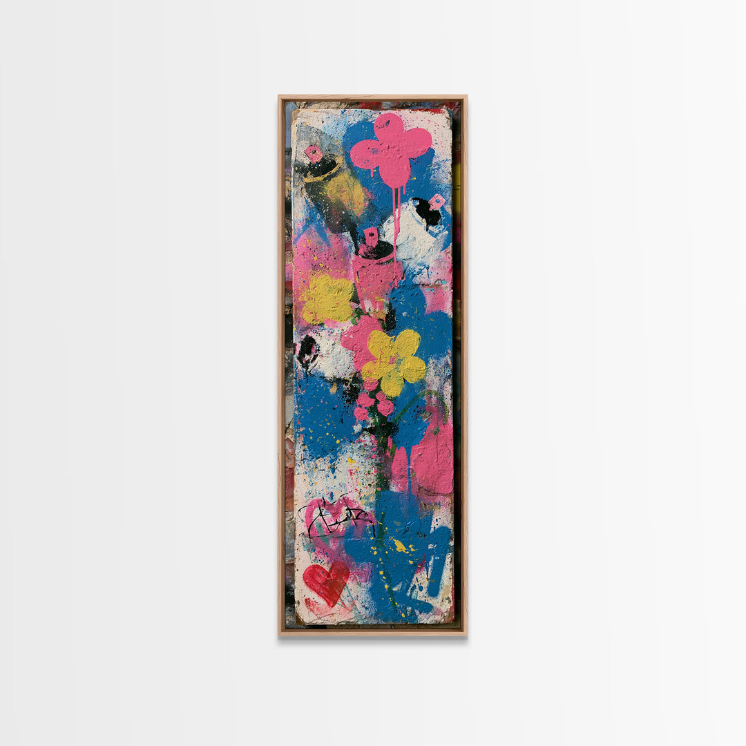 Spray Can Bouquet Framed Canvas Print, Street Art, Neutral Decor, Living Room Decor, Fine Art, Urban, Home Decor, Poster, STR-1x3-75