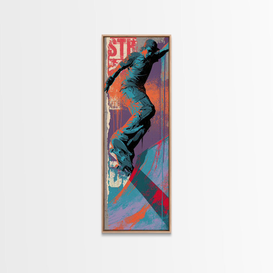 Skate Ramp Pattern Canvas Print, Street Art, Boho Decor, Living Room Decor, Oil Painting, Urban, Custom Portrait, Wall Hangings, STR-1x3-82