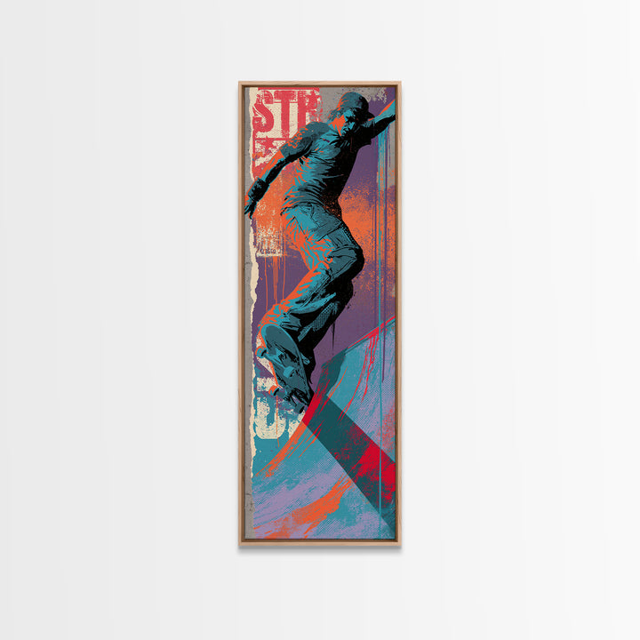Skate Ramp Pattern Canvas Print, Street Art, Boho Decor, Living Room Decor, Oil Painting, Urban, Custom Portrait, Wall Hangings, STR-1x3-82