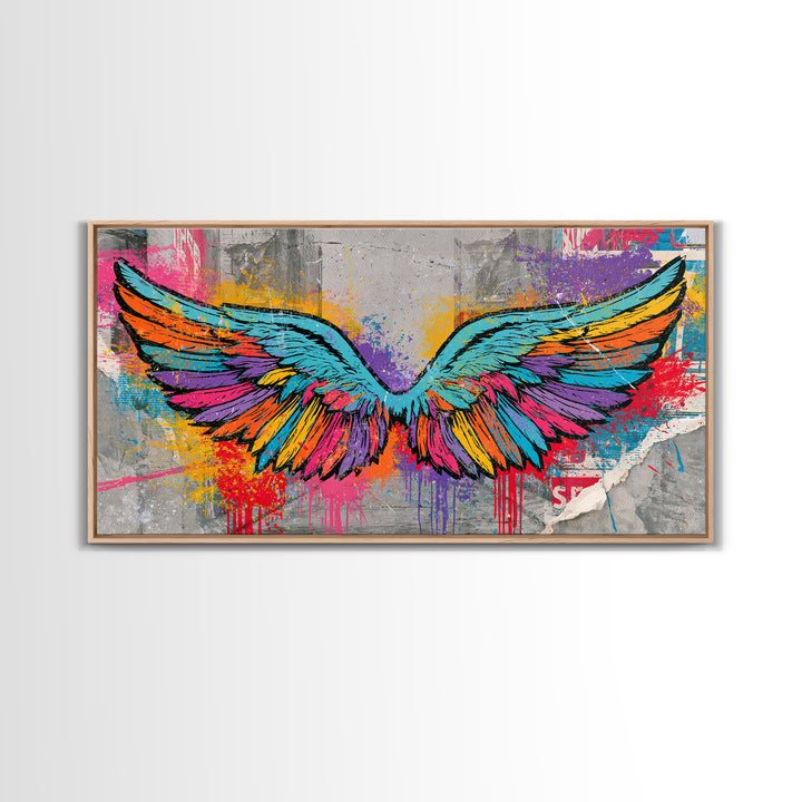Graffiti Angel Wings Canvas Print, Street Art, Abstract Art, Living Room Decor, Fine Art, Urban, Anime Art, Original Artwork, STR-2x1-73