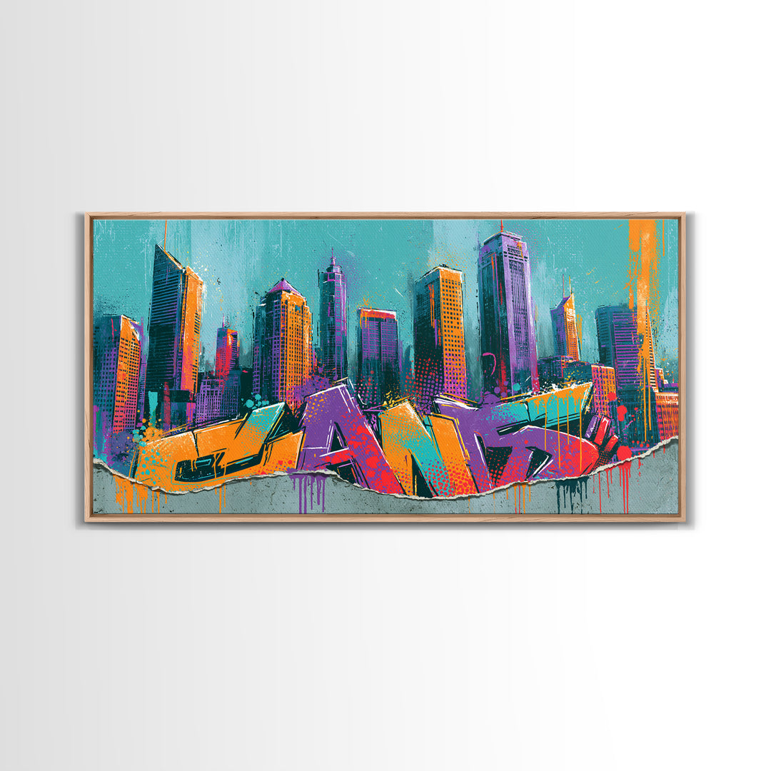 Urban Skyline Made from Stencil Layers Canvas Print, Street Art, Living Room Decor, Abstract Art, Urban, Abstract Painting, STR-2x1-82
