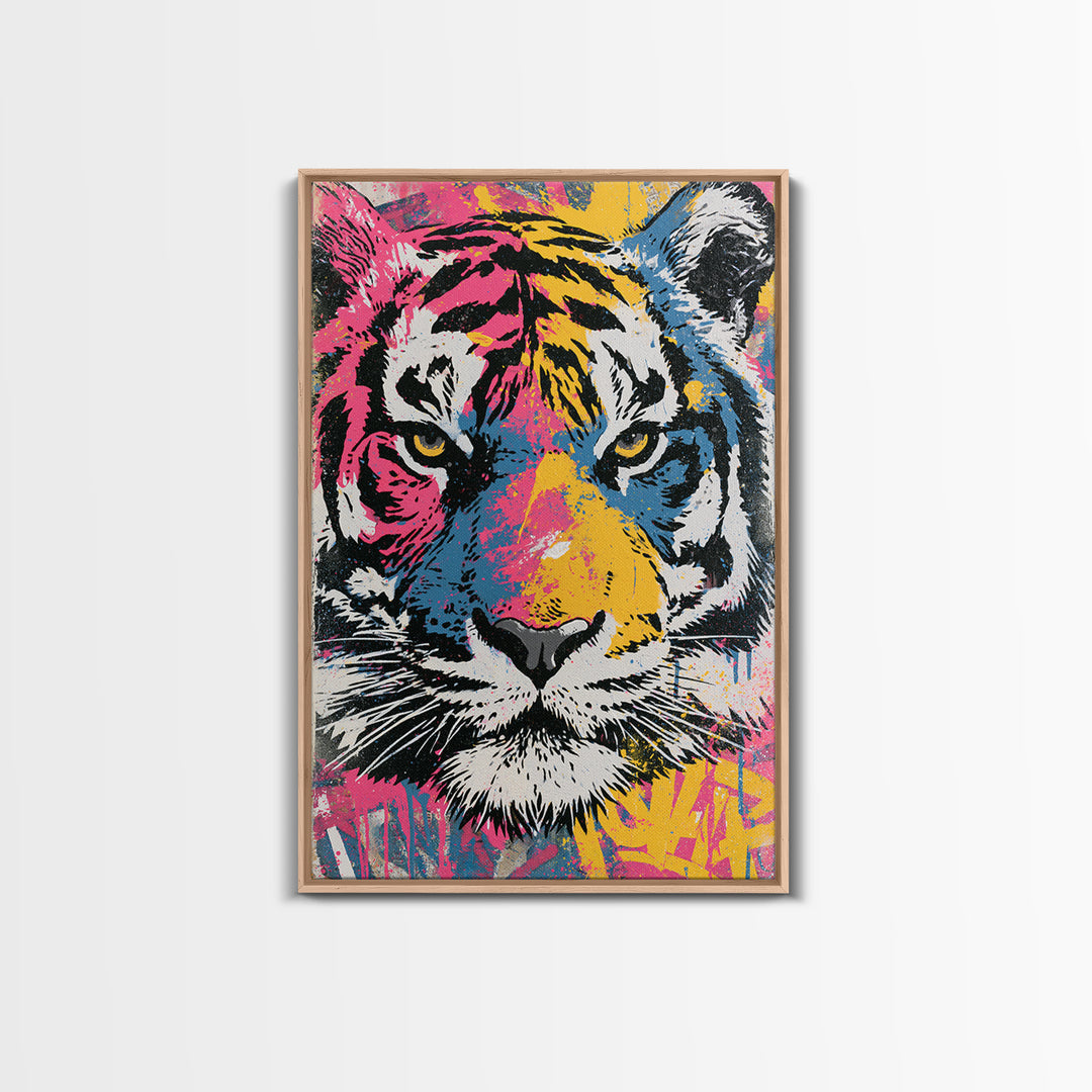 Spray Painted Tiger Face Canvas Print, Street Art, Gallery Decor, Living Room Decor, Fine Art, Urban, Wall Art, Home Decor, STR-2x3-16