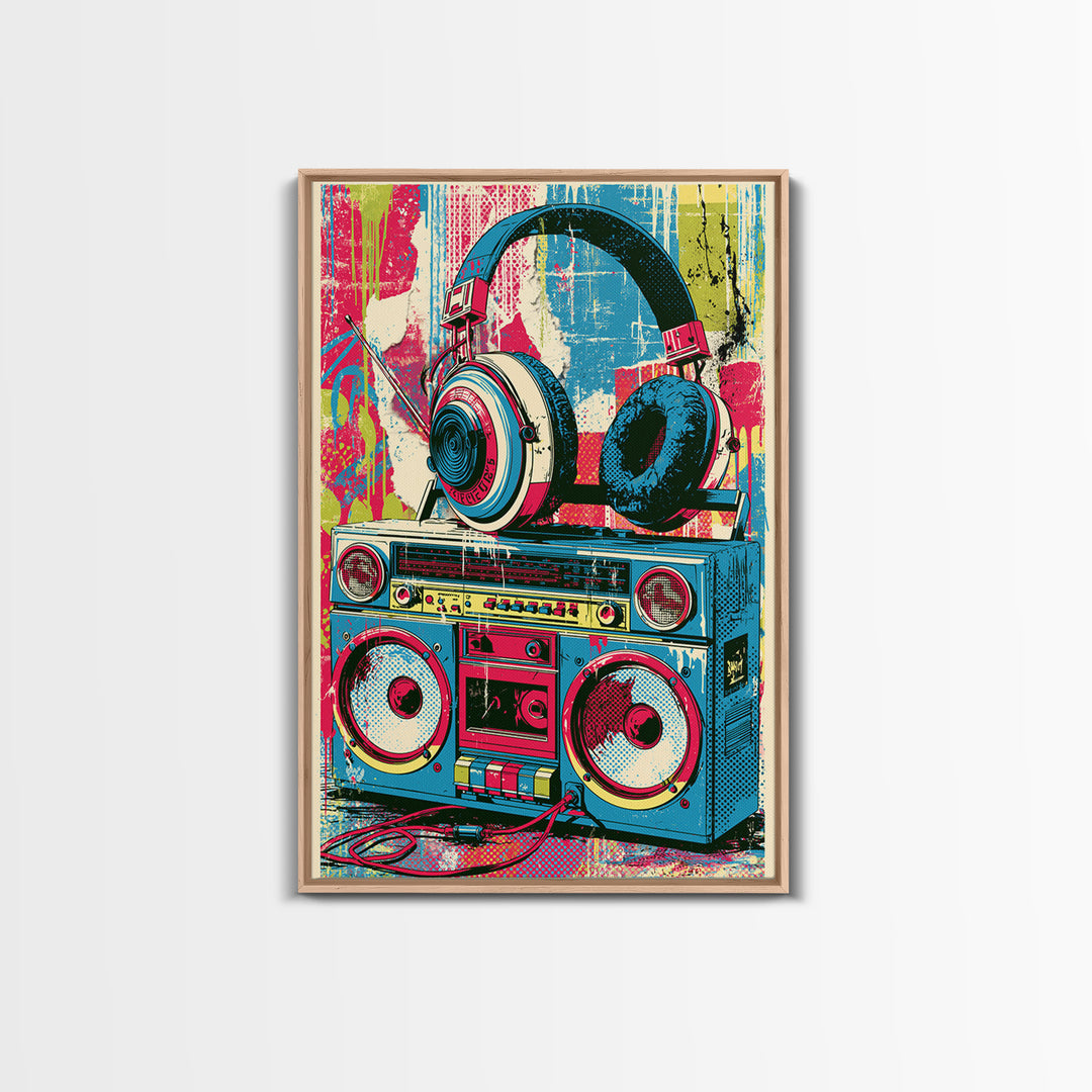 Boombox and Headphones Canvas Print, Street Art, Canvas Print, Living Room Decor, Fine Art, Urban, Graffiti Art, Gallery Decor, STR-2x3-65