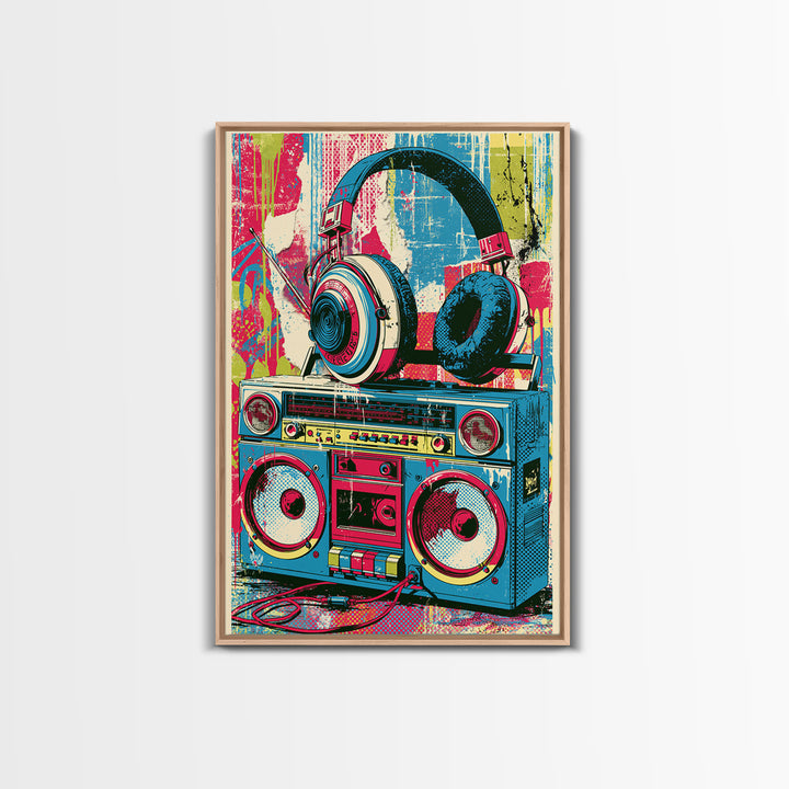 Boombox and Headphones Canvas Print, Street Art, Canvas Print, Living Room Decor, Fine Art, Urban, Graffiti Art, Gallery Decor, STR-2x3-65