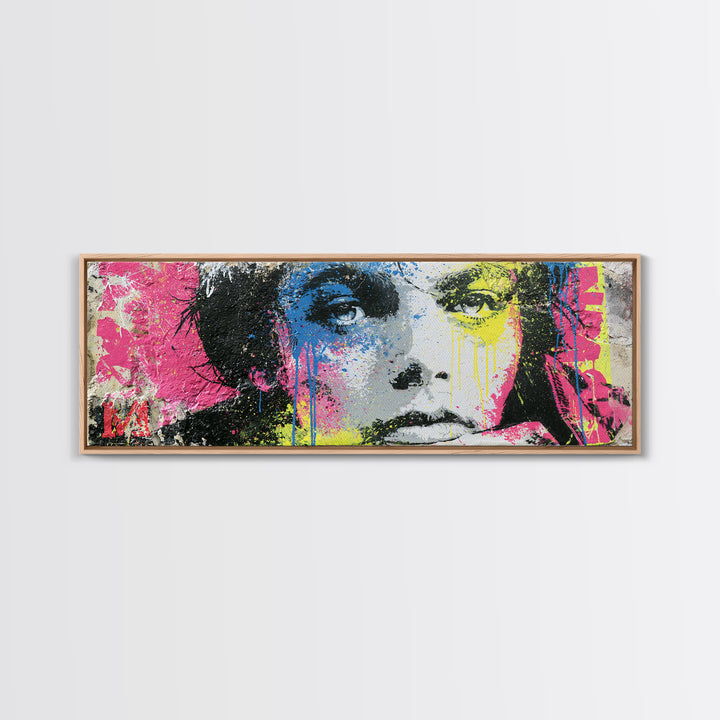 Bold Stencil Portrait Canvas Print, Street Art, Graffiti Art, Living Room Decor, Fine Art, Urban, Minimalist Decor, Wall Art, STR-3x1-41