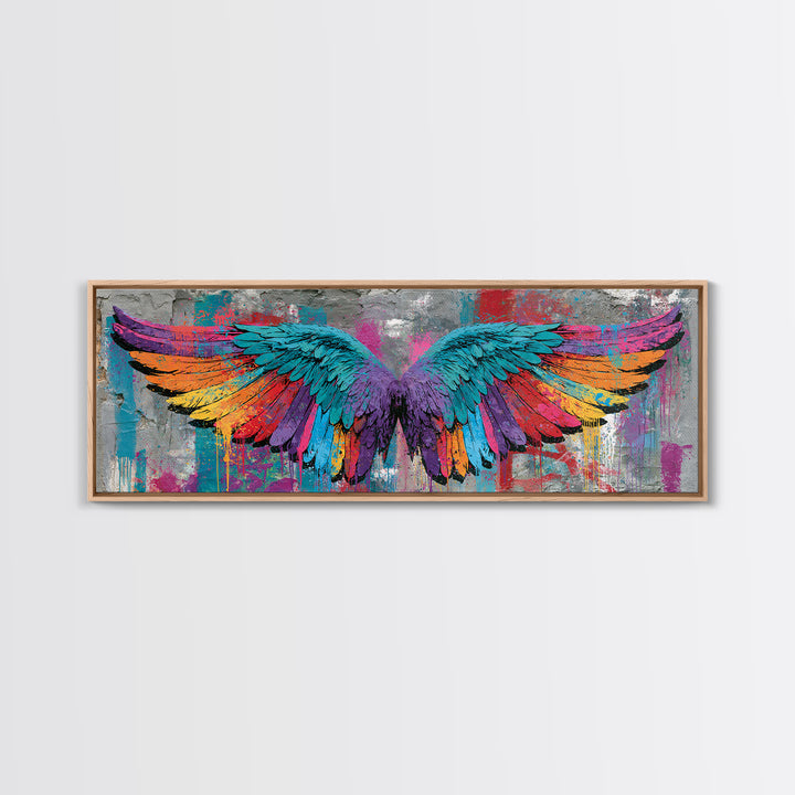 Graffiti Angel Wings Canvas Print, Street Art, Abstract, Living Room Decor, Fine Art, Urban, Luxury Decor, Art Print, STR-3x1-45
