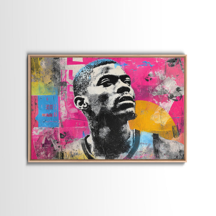 Street Basketball Player Framed Canvas Print, Street Art, Canvas Print, Living Room Decor, Fine Art, Urban, Graffiti Art, STR-3x2-10