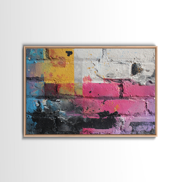 Brick Wall Texture Canvas Print, Street Art, Original Artwork, Living Room Decor, Fine Art, Urban, Textured Painting, STR-3x2-32