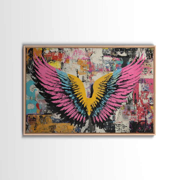 Graffiti Angel Wings Canvas Print, Street Art, Contemporary Art, Living Room Decor, Fine Art, Urban, Textured Painting, STR-3x2-57