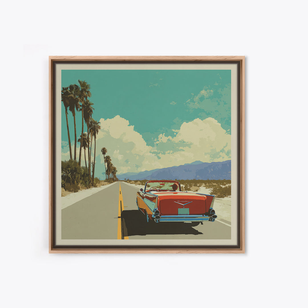 Route 66 Desert Road Framed Canvas Print, Travel Poster(2), Downloadable Prints, Living Room Decor, Watercolor Art, Voyage, TPO-1x1-39