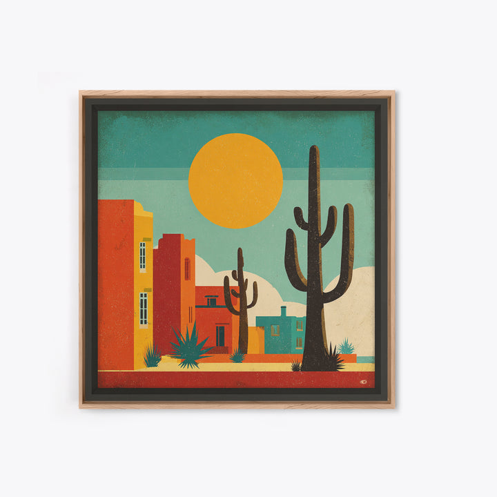 Mexico Cactus and Sun Travel Poster Canvas Print, Travel Poster(2), Wall Decor, Living Room Decor, Fine Art, Voyage, Wall Art, TPO-1x1-69