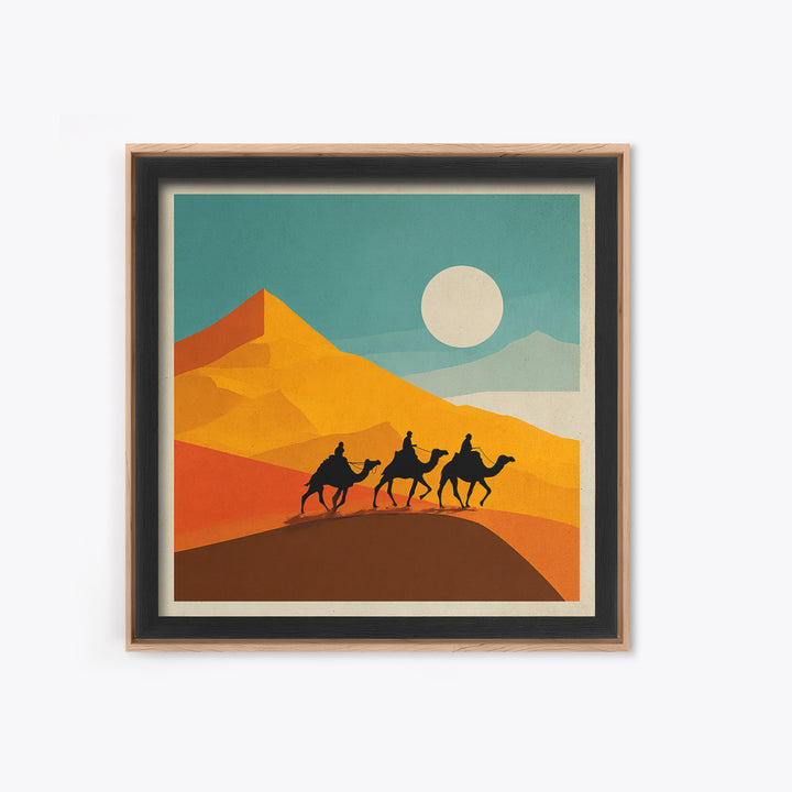 Moroccan Desert Caravan Travel Poster Framed Canvas Print, Travel Poster(2), Modern Decor, Living Room Decor, Fine Art, Voyage, TPO-1x1-79