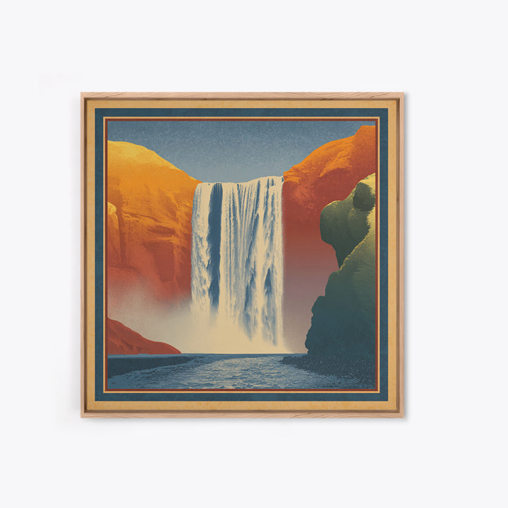 Iceland Waterfall and Northern Lights Canvas Print, Travel Poster(2), Neutral Decor, Living Room Decor, Fine Art, Voyage, TPO-1x1-86