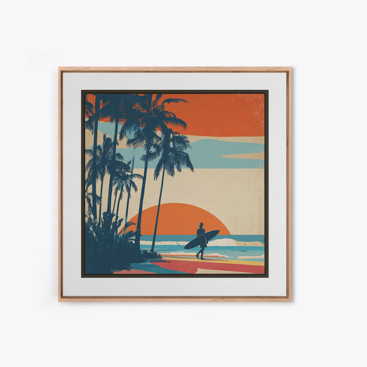 Hawaii Surf and Palm Tree Poster Canvas Print, Travel Poster(2), Digital Poster, Living Room Decor, Fine Art, Voyage, TPO-1x1-9