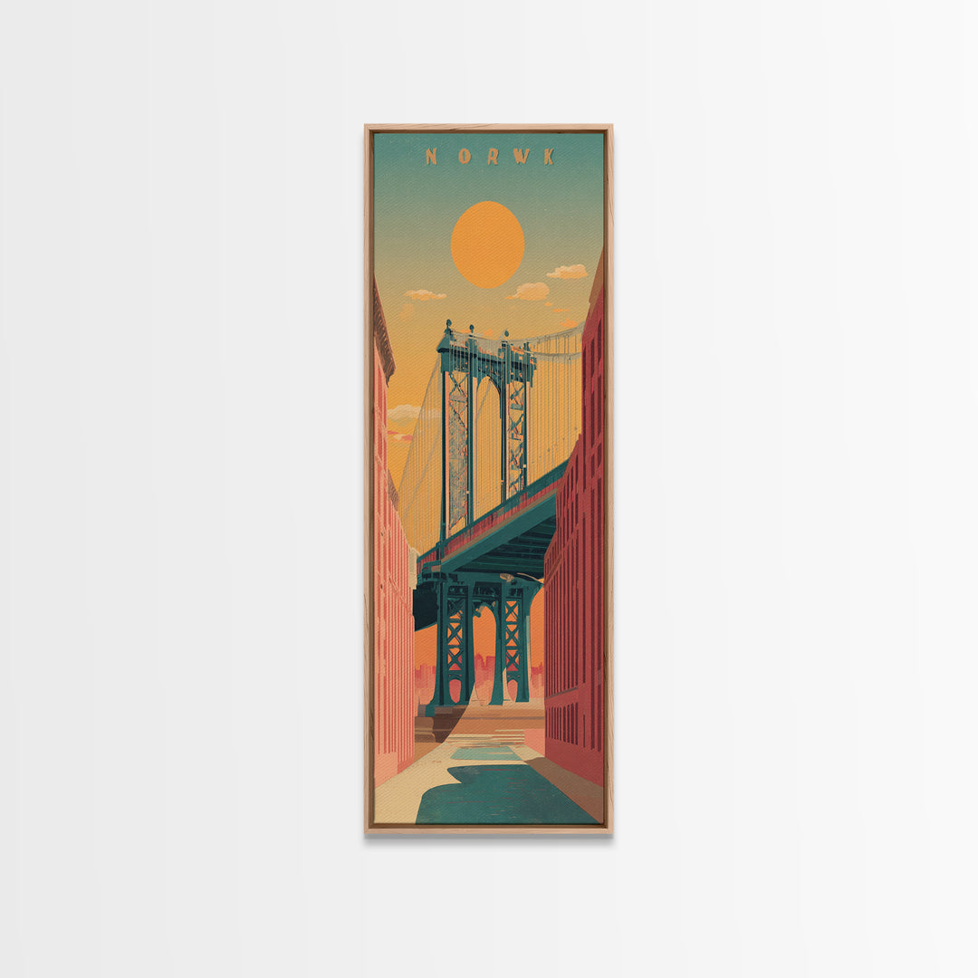 New York Bridge at Sunrise Canvas Print, Travel Poster(2), Travel Poster, Living Room Decor, Fine Art, Voyage, TPO-1x3-42