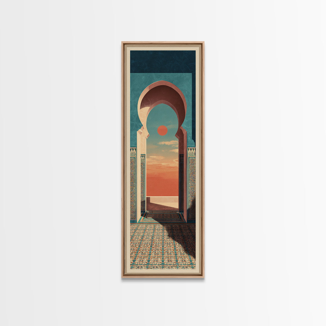 Marrakesh Arch and Tile Pattern Poster Framed Canvas Print, Travel Poster(2), Neutral Decor, Living Room Decor, Voyage, TPO-1x3-53