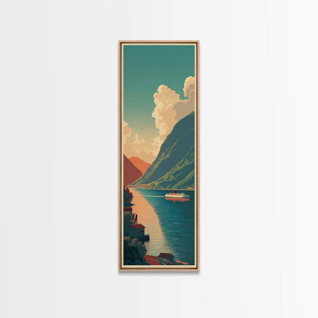 Norway Fjord Cruise Poster Framed Canvas Print, Travel Poster(2), Gallery Wall Set, Living Room Decor, Fine Art, Voyage, TPO-1x3-58