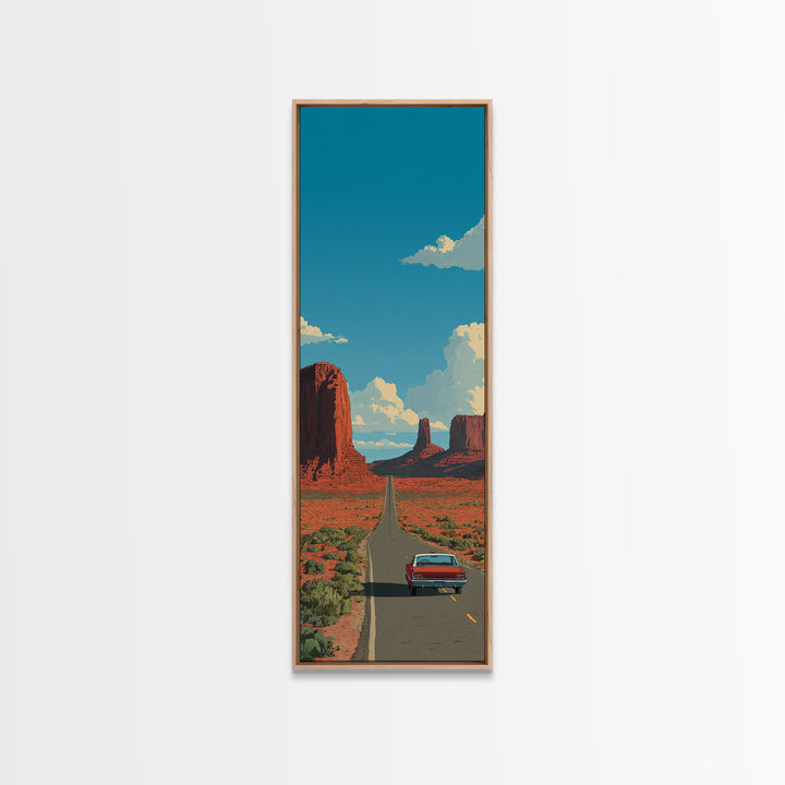Route 66 Desert Road Canvas Print, Travel Poster(2), Travel Poster, Living Room Decor, Fine Art, Voyage, Textured Painting, TPO-1x3-99