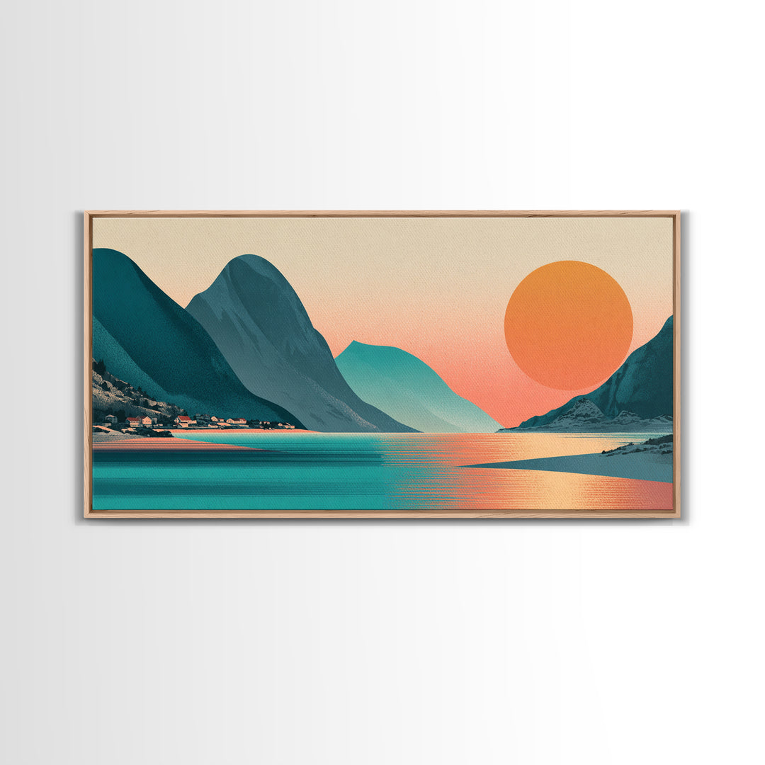 Norway Fjord Cruise Poster Framed Canvas Print, Travel Poster(2), Fine Art Print, Living Room Decor, Fine Art, Voyage, TPO-2x1-18