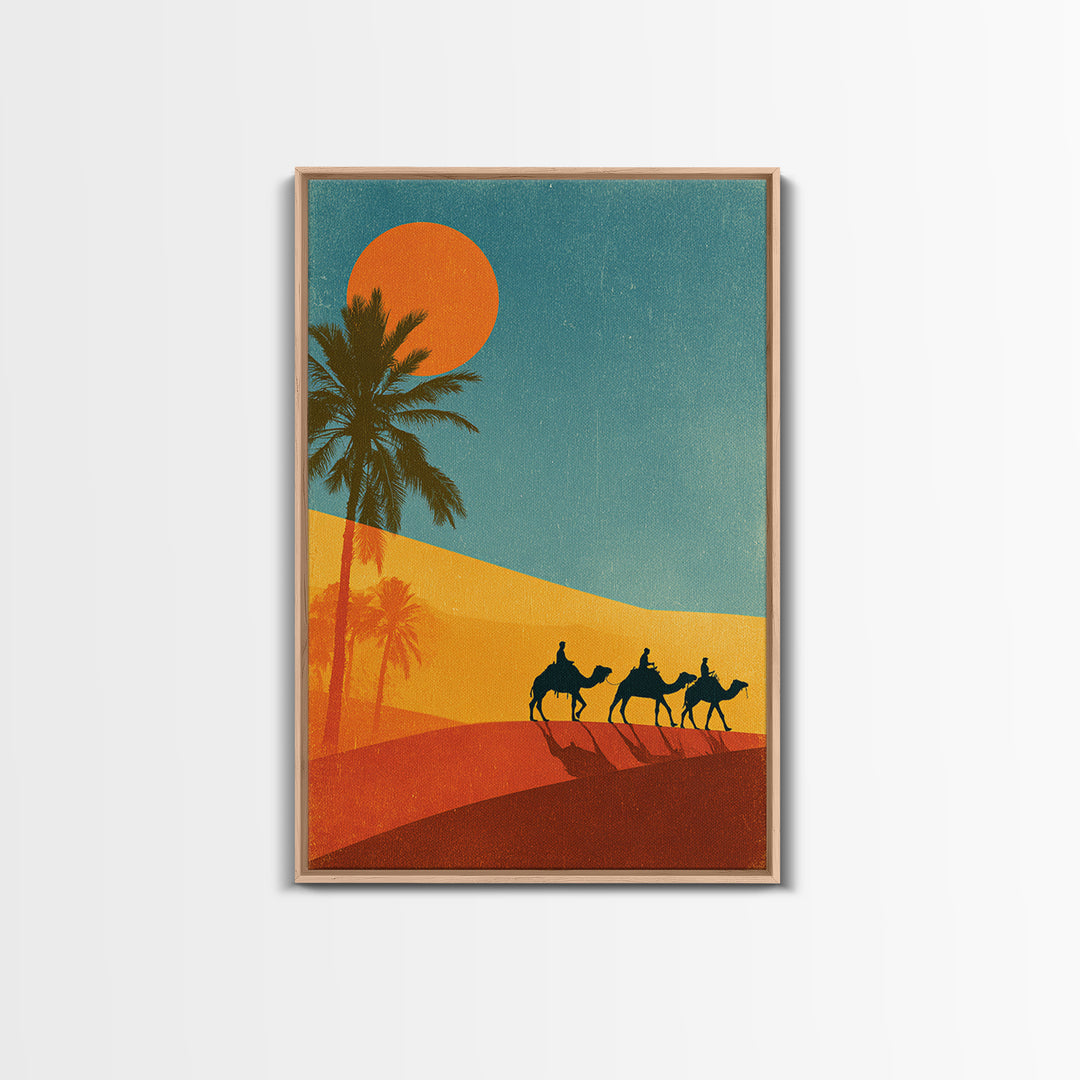 Moroccan Desert Caravan Travel Poster Canvas Print, Travel Poster(2), Gallery Decor, Living Room Decor, Oil Painting, Voyage, TPO-2x3-15