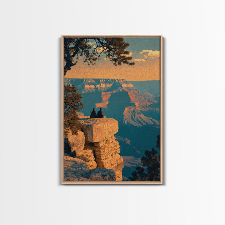 Grand Canyon Sunset Framed Canvas Print, Travel Poster(2), Wall Decor, Living Room Decor, Fine Art, Voyage, Wall Art, TPO-2x3-19