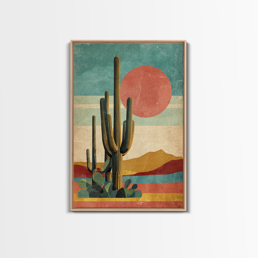 Mexico Cactus and Sun Travel Poster Canvas Print, Travel Poster(2), Home Decor, Living Room Decor, Voyage, Coastal Wall Art, TPO-2x3-29