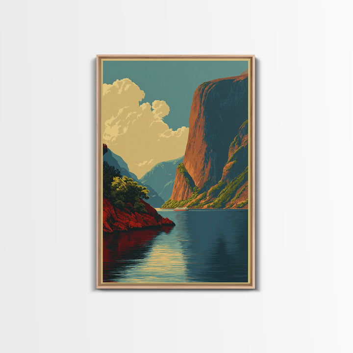 Norway Fjord Cruise Poster Framed Canvas Print, Travel Poster(2), Boho Decor, Living Room Decor, Fine Art, Voyage, Art Print, TPO-2x3-30