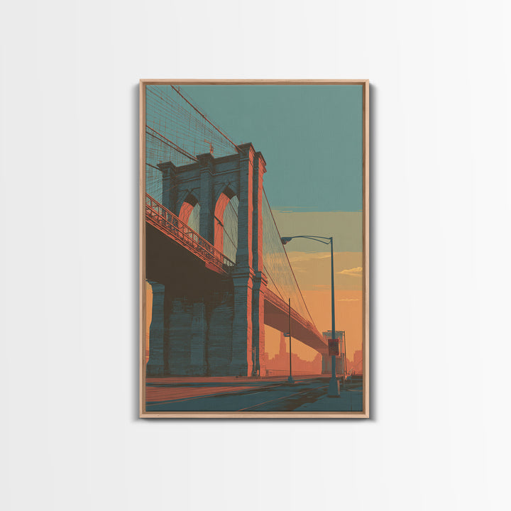 New York Bridge at Sunrise Canvas Print, Travel Poster(2), Printable Wall Art, Living Room Decor, Voyage, Downloadable Prints, TPO-2x3-86