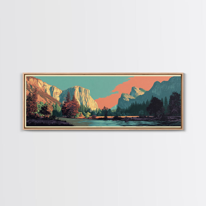 Yosemite Valley Graphic Canvas Print, Travel Poster(2), Fine Art Print, Living Room Decor, Fine Art, Voyage, Posters, TPO-3x1-19