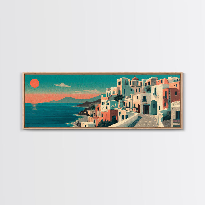 Santorini White Buildings and Cobalt Water Canvas Print, Travel Poster(2), City Wall Art, Living Room Decor, Fine Art, Voyage, TPO-3x1-20
