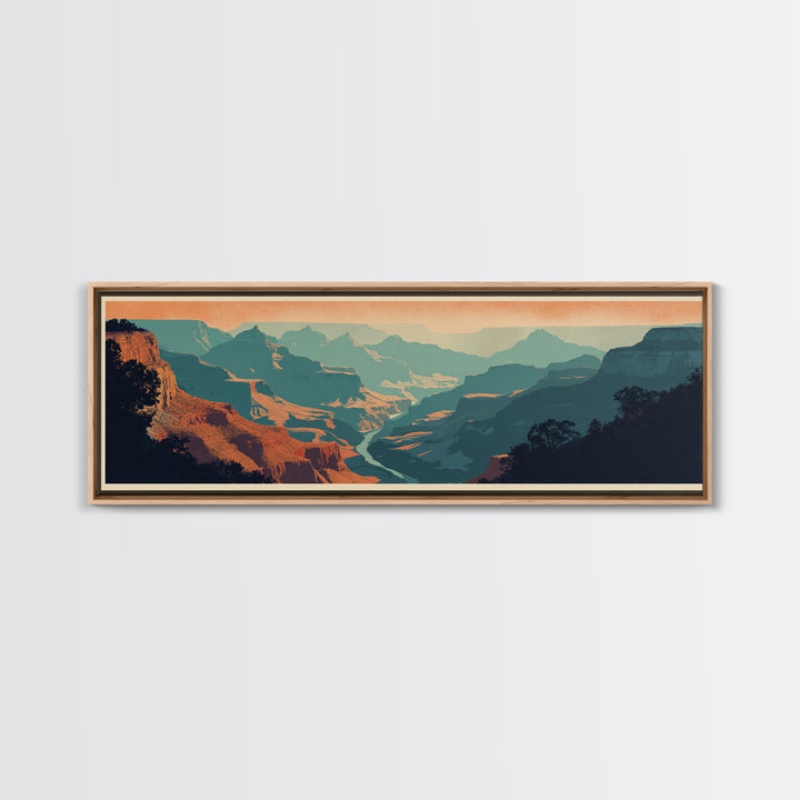 Grand Canyon Sunset Canvas Print, Travel Poster(2), Digital Print, Living Room Decor, Fine Art, Voyage, Mid Century Wall Art, TPO-3x1-75