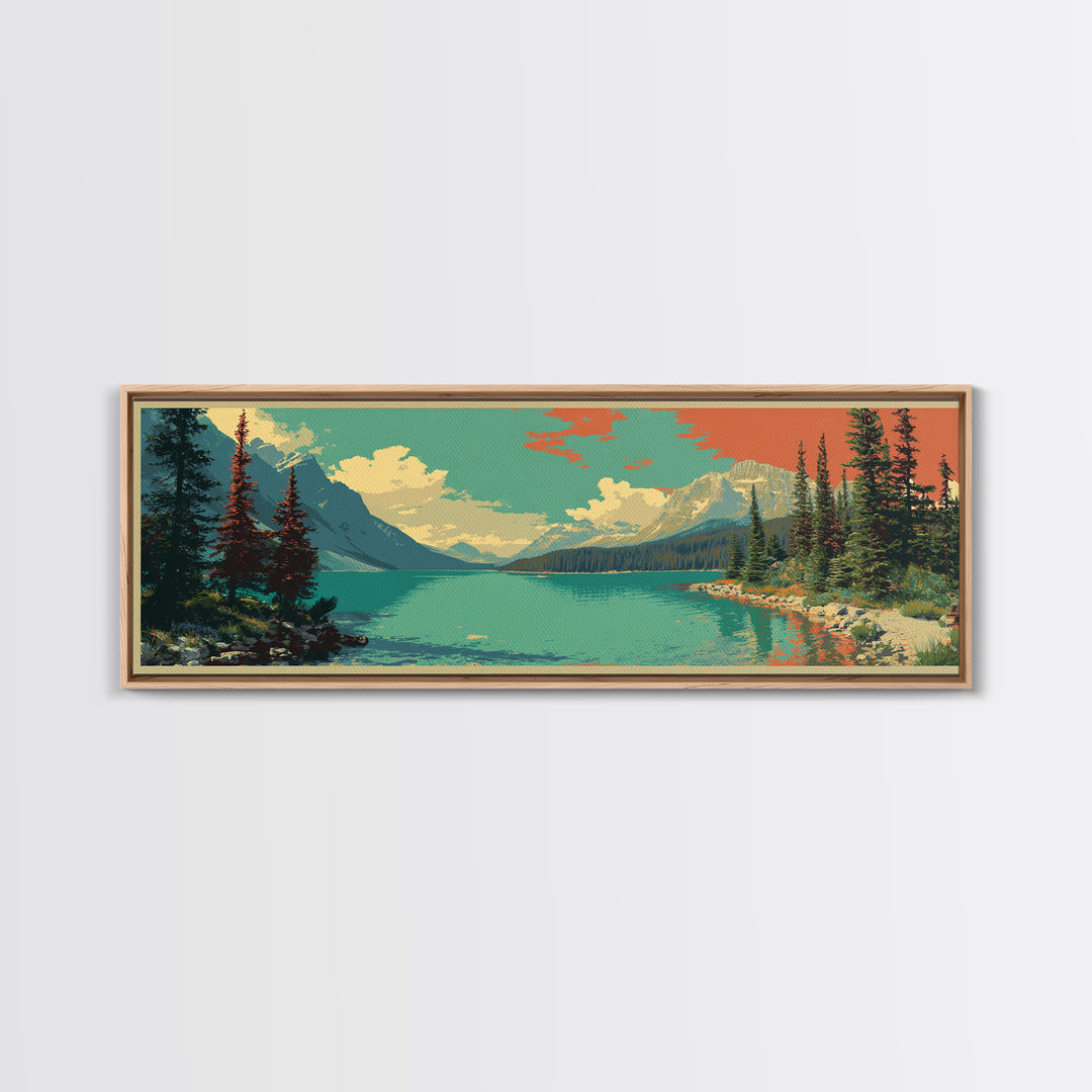 Banff Lake with Turquoise Water Canvas Print, Travel Poster(2), Printable Wall Art, Living Room Decor, Fine Art, Voyage, TPO-3x1-83