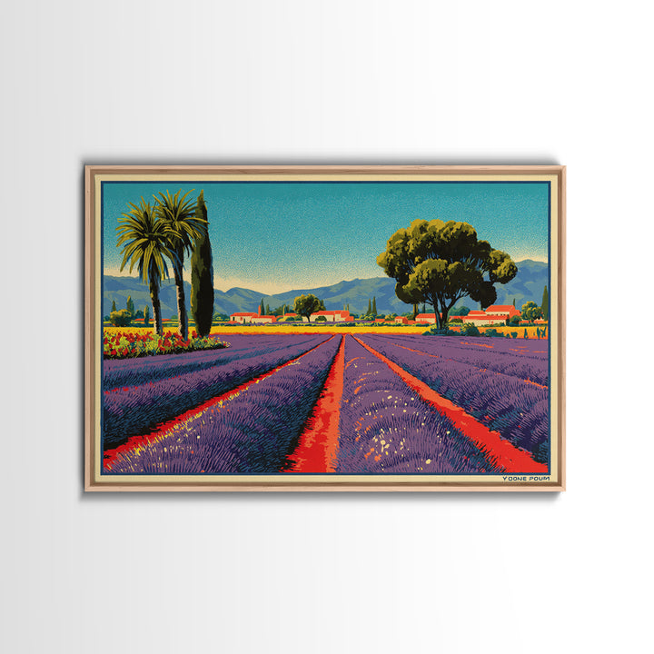 Provence Lavender Field Poster Framed Canvas Print, Travel Poster(2), Poster Art, Living Room Decor, Fine Art, Voyage, TPO-3x2-27