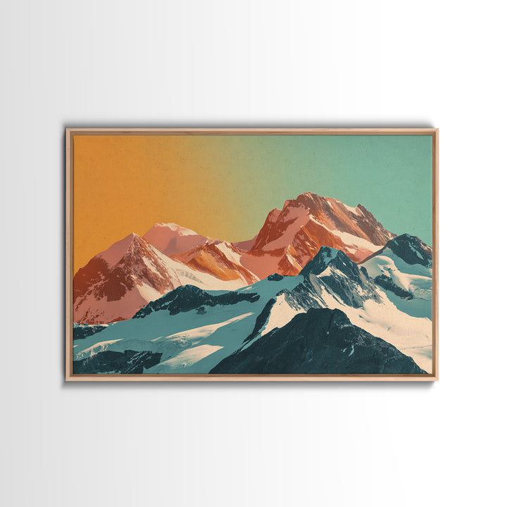 Swiss Alps Ski Poster Framed Canvas Print, Travel Poster(2), Downloadable Prints, Living Room Decor, Fine Art, Voyage, TPO-3x2-36