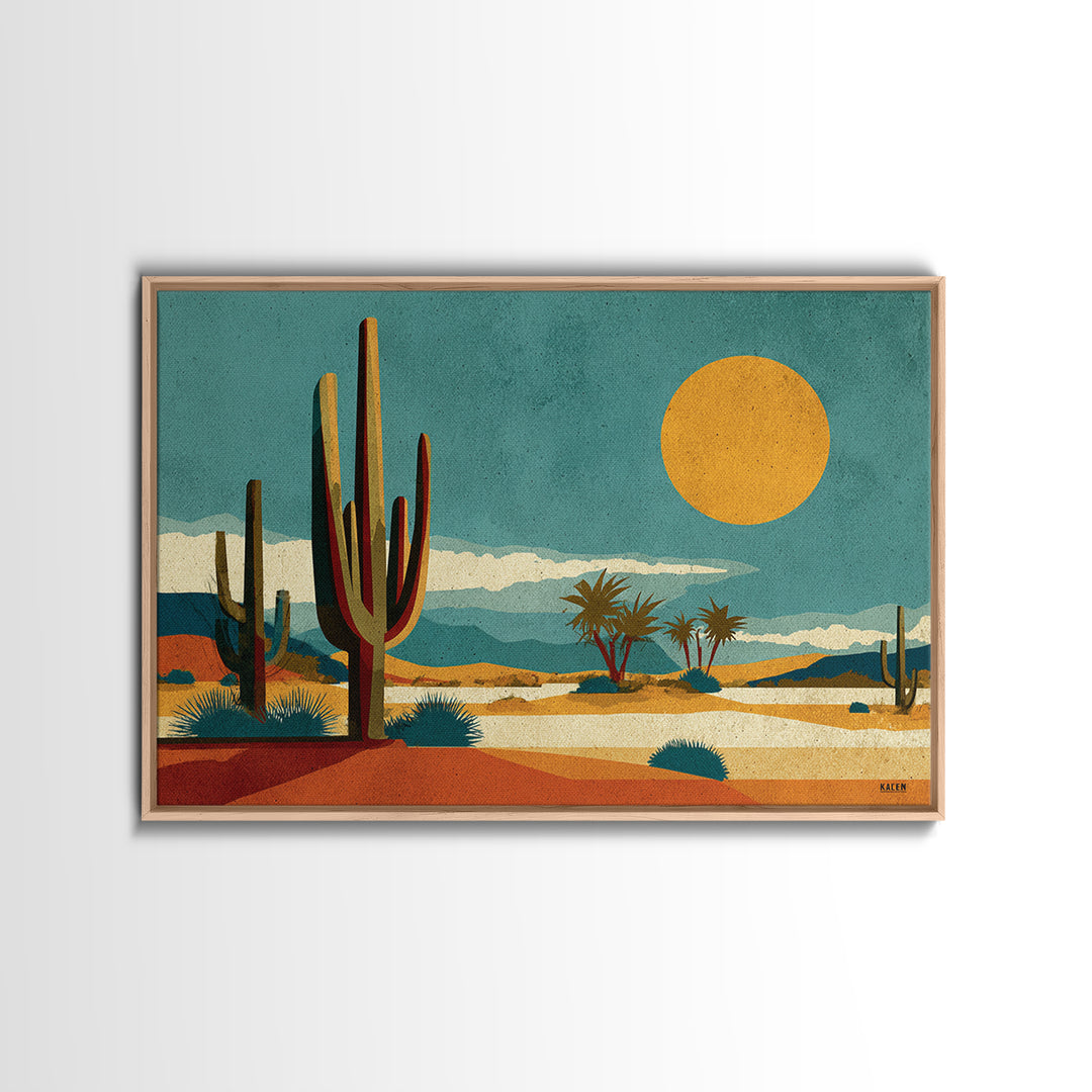 Mexico Cactus and Sun Travel Poster Canvas Print, Travel Poster(2), Map Print, Living Room Decor, Fine Art, Voyage, Boho Decor, TPO-3x2-49