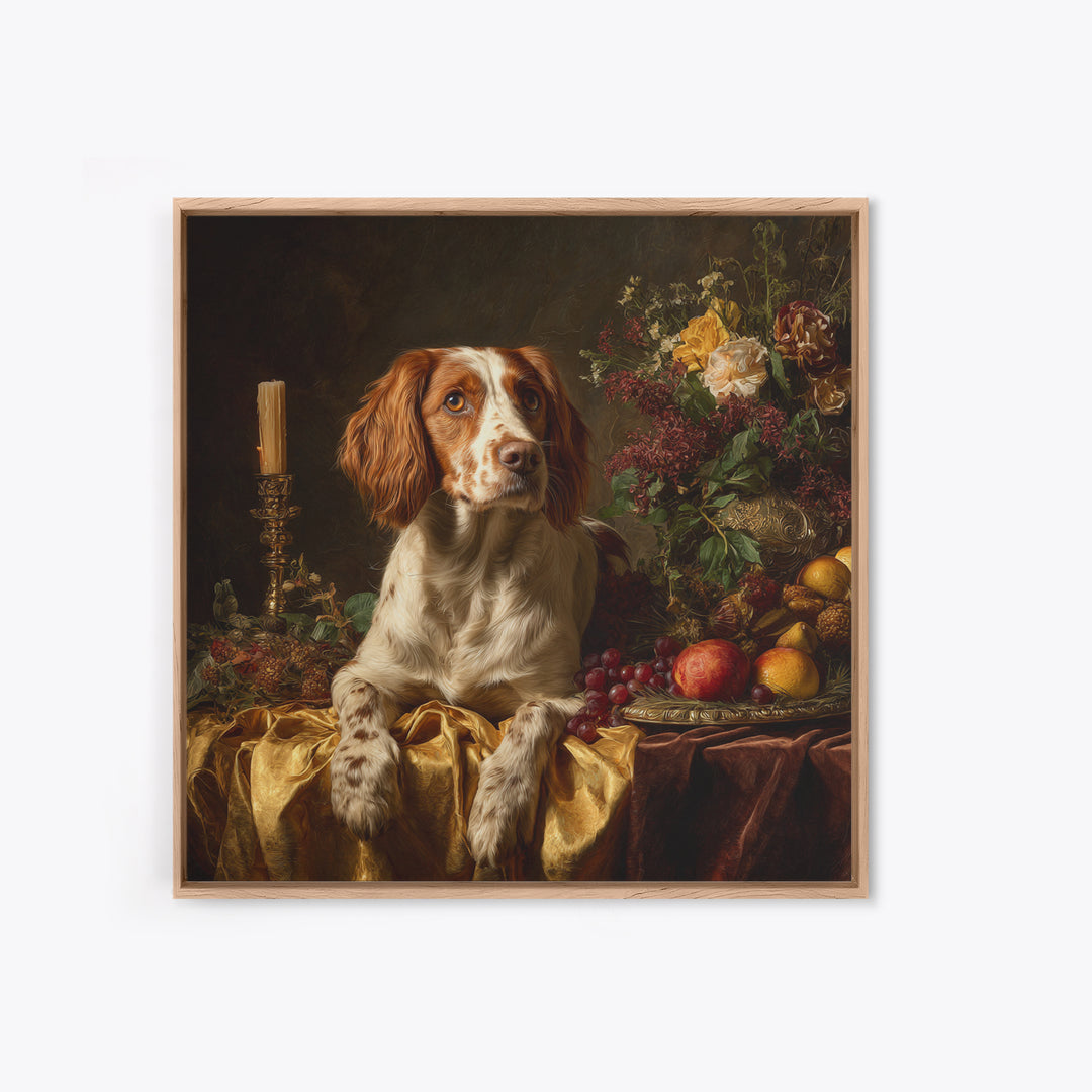 Hunting Dog Portrait Framed Canvas Print, Traditional Art, Art, Living Room Decor, Classic, Printable Art, Art Commissions, TRA-1x1-12