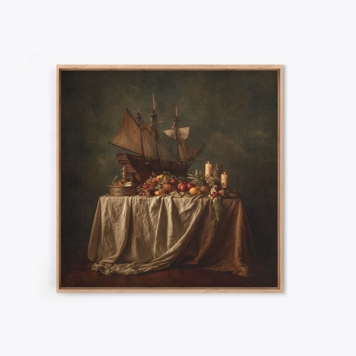 Ship at Sea Framed Canvas Print, Traditional Art, Gallery Decor, Living Room Decor, Fine Art, Classic, Wall Art, Home Decor, TRA-1x1-38