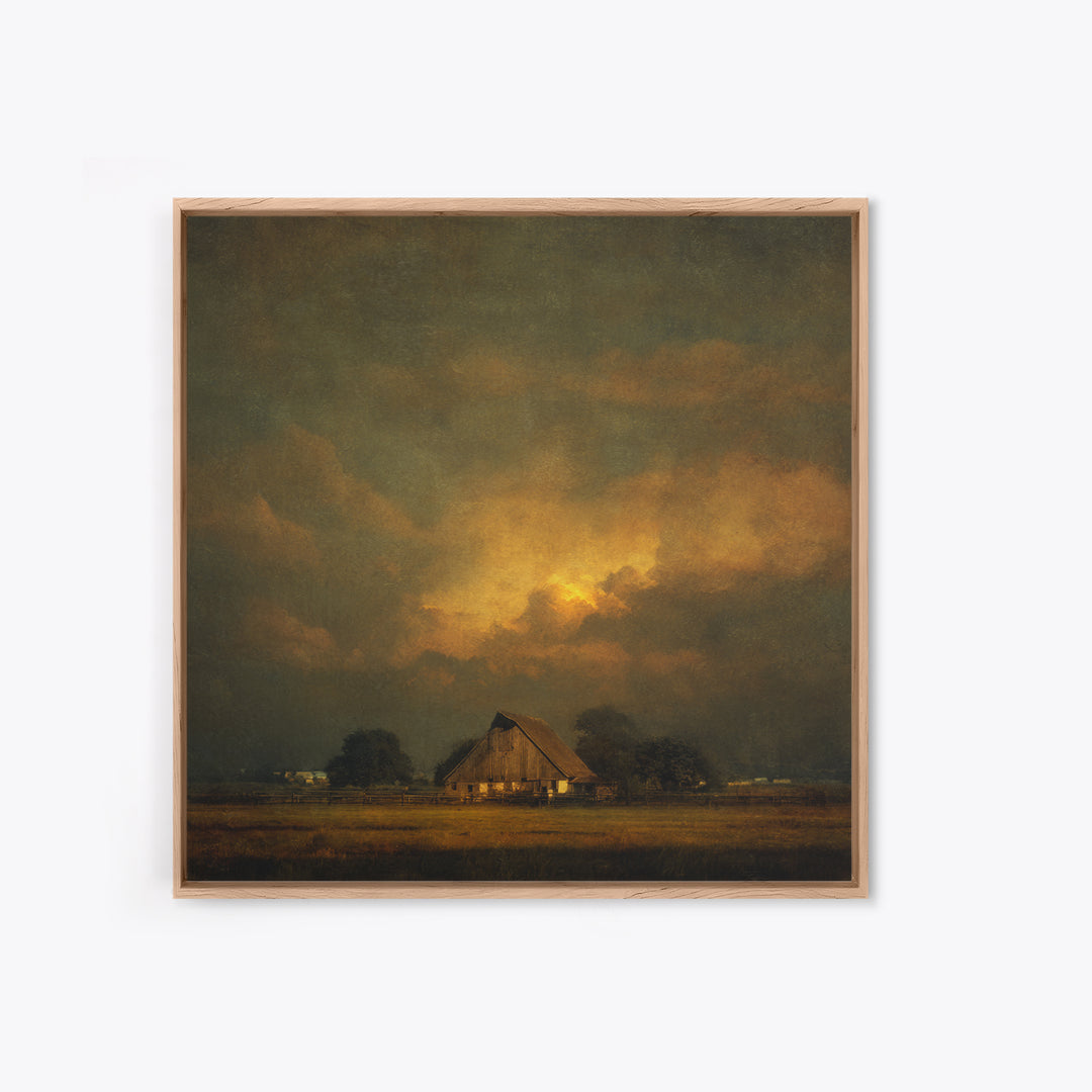 Barn and Farmland Framed Canvas Print, Traditional Art, Living Room Decor, Fine Art, Classic, Dark Art, Pokemon Poster, TRA-1x1-47