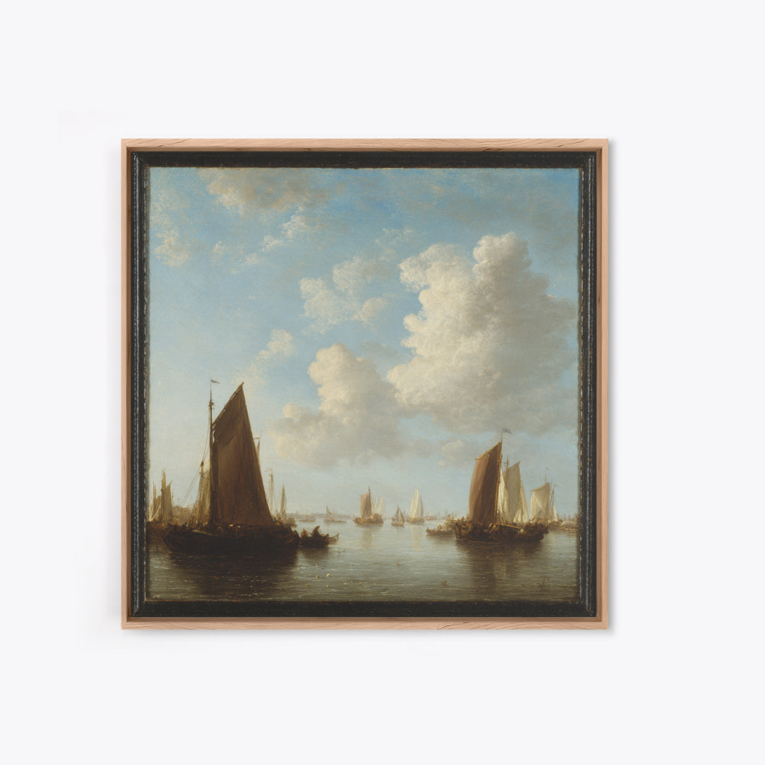Seascape with Sailboats and Cloudy Sky Canvas Print, Traditional Art, Fine Art Print, Living Room Decor, Fine Art, Classic, TRA-1x1-5