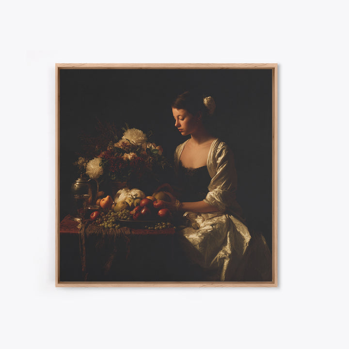 Classical Portrait with Dignified Lighting Framed Canvas Print, Traditional Art, Boho, Living Room Decor, Fine Art, Classic, TRA-1x1-56