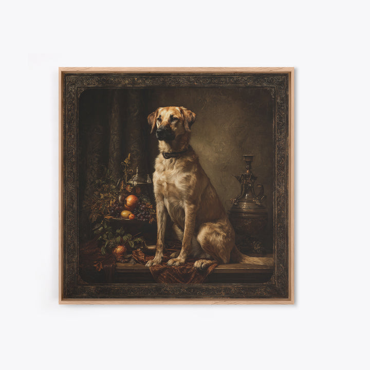 Hunting Dog Portrait Framed Canvas Print, Traditional Art, Landscape, Living Room Decor, Fine Art, Classic, Textured Painting, TRA-1x1-84